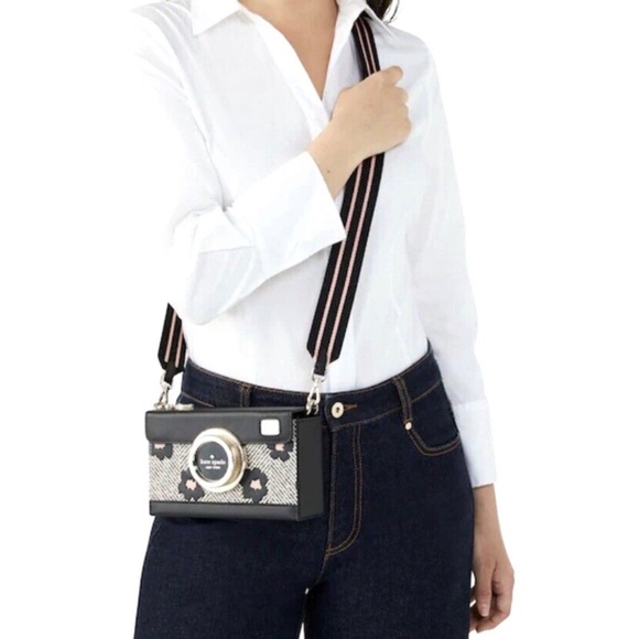 Kate Spade Oh Snap Herringbone Floral Camera Crossbody Bag - Picture 12 of 15